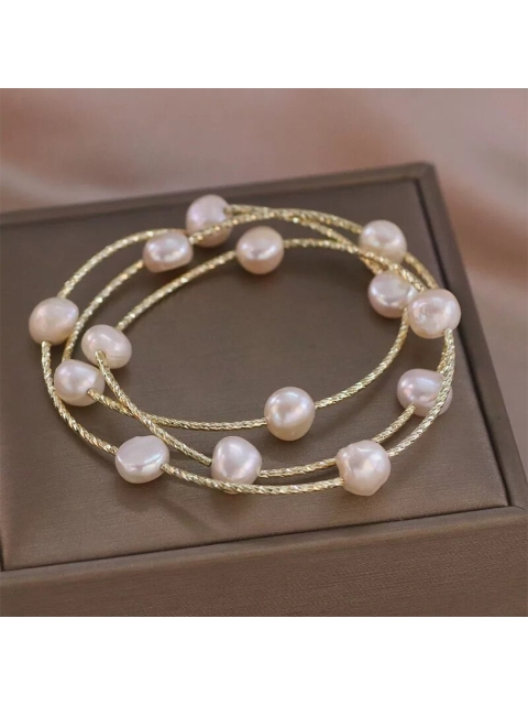 

CHOCOZONE Women Gold-Toned & White Brass Gold-Plated Multistrand Bracelet