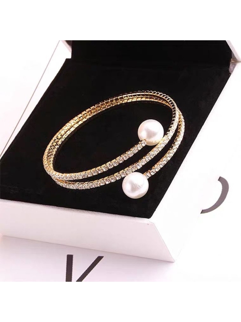 

CHOCOZONE Women Gold-Toned & White Brass Gold-Plated Wraparound Bracelet