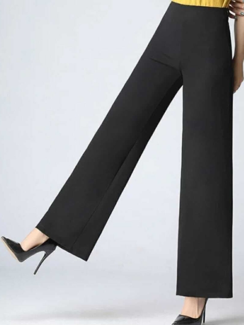 

BROADSTAR Women Black Solid Loose Fit Formal Trousers