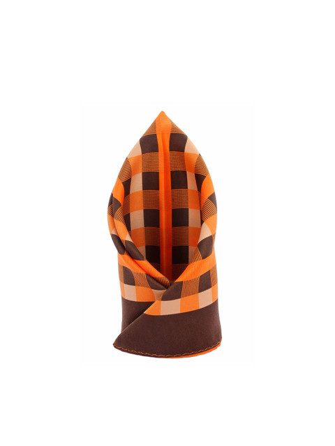 

Alvaro Castagnino Men Orange & Brown Checked Pocket Square