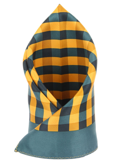 

Alvaro Castagnino Yellow & Black Checked Pocket Square