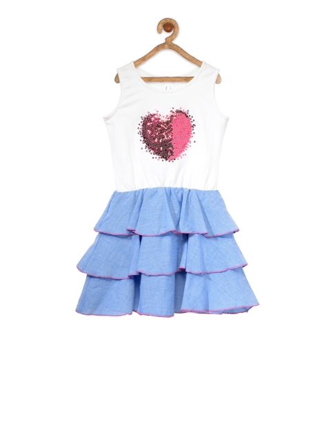 

StyleStone Girls White Sequinned Fit & Flare Dress