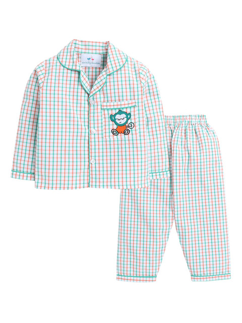 

Knitting Doodles Unisex Kids White & Blue Checked Night suit