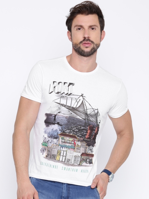 

Solly Jeans Co. by Allen Solly Men White Printed Round Neck T-shirt