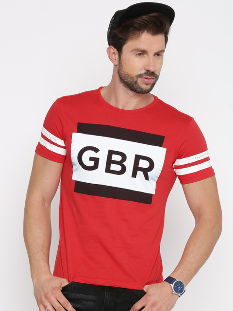 

Solly Sport by Allen Solly Men Red Printed Round Neck T-shirt