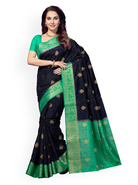 

Ishin Navy Blue Poly Silk Woven Design Saree