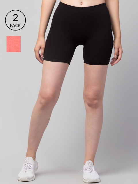 

Apraa & Parma Women Pack of 3 Slim Fit Cotton Cycling Sports Shorts, Black