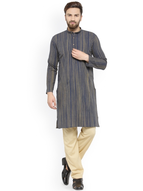 

Jompers Men Navy Blue & Beige Kurta with Pyjamas