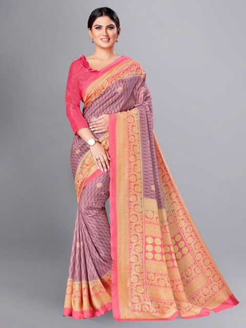 

VIMLA Mauve & Gold-Toned Ethnic Motifs Art Silk Mysore Silk Saree