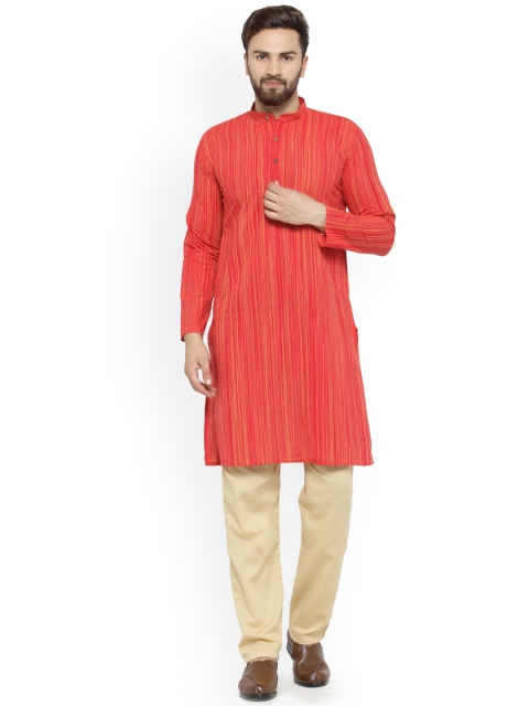 

Jompers Men Red & Beige Kurta with Pyjamas