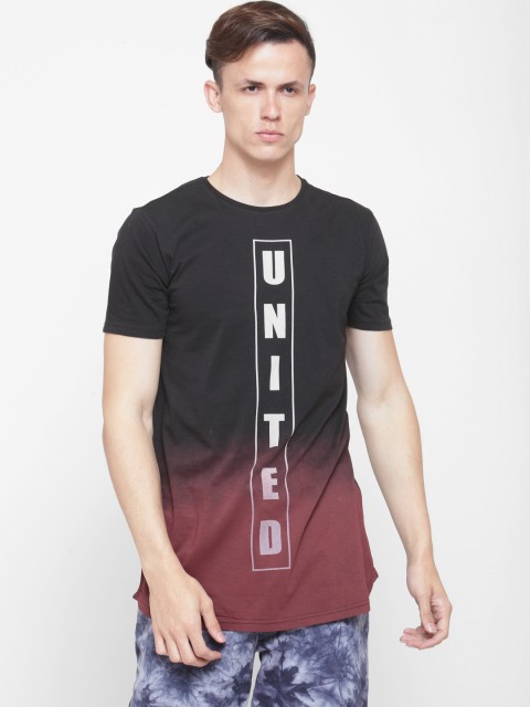 

SF JEANS by Pantaloons Men Black & Maroon Printed Round Neck T-shirt