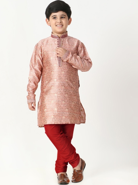 

Pro-Ethic STYLE DEVELOPER Boys Pink Floral Printed Kurta with Pyjamas