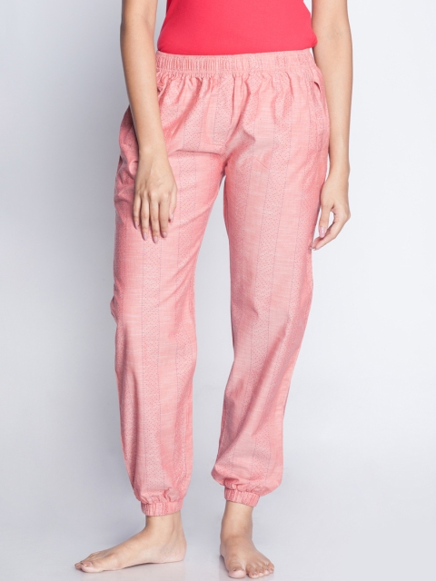 

Clt.s Women Coral Red Printed Lounge Joggers