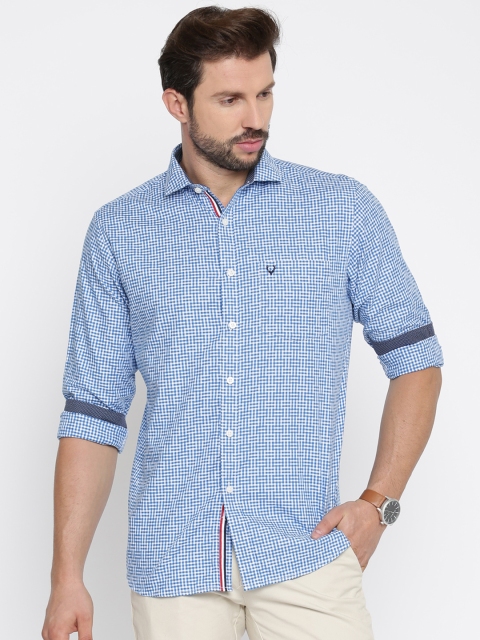 

Allen Solly Men Blue & White Sport Regular Fit Checked Casual Shirt