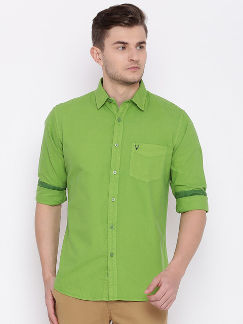

Allen Solly Men Green Modern Fit Solid Casual Shirt