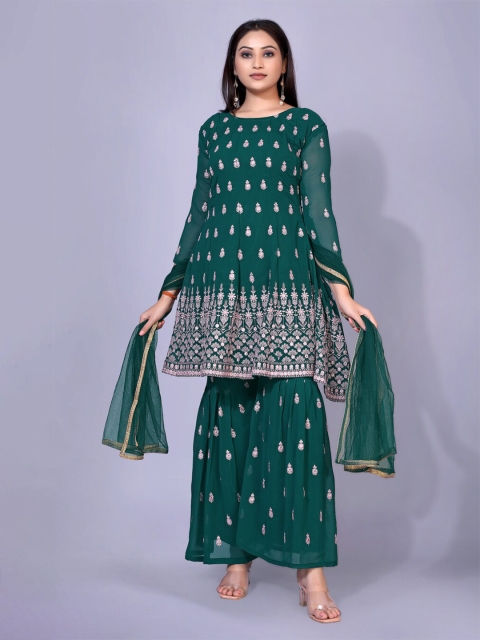 

kasee Blue Ethnic Motifs Georgette Drop-Waist Dress