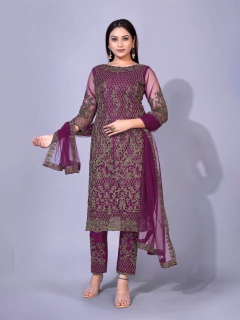 

kasee Purple Floral Net Sheath Maxi Dress