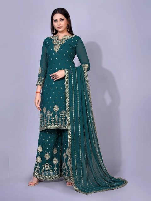 

kasee Blue Ethnic Motifs Georgette Maxi Maxi Dress