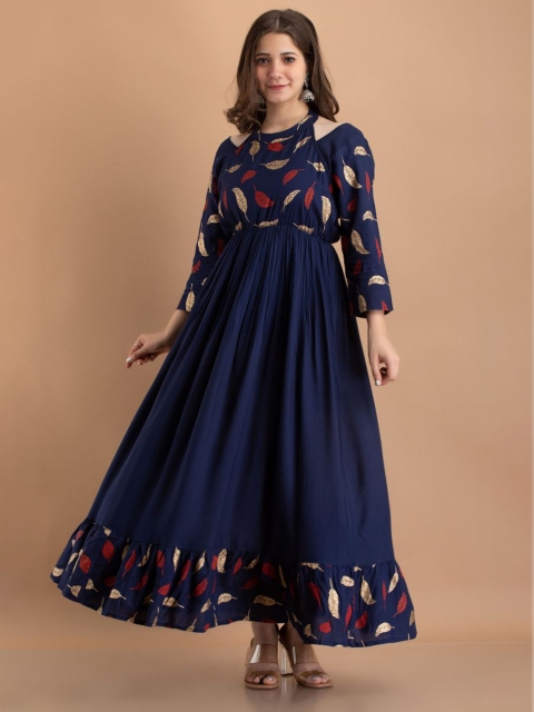 

PURSHOTTAM WALA Blue Floral Maxi Maxi Dress