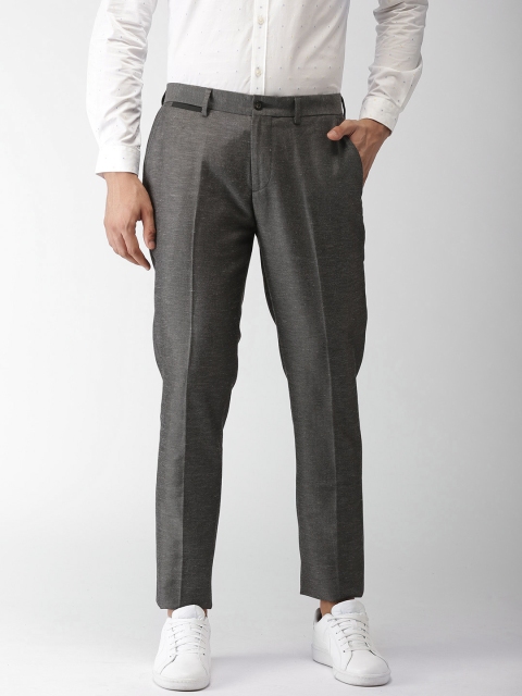 

INVICTUS Men Charcoal Slim Fit Self Design Trousers