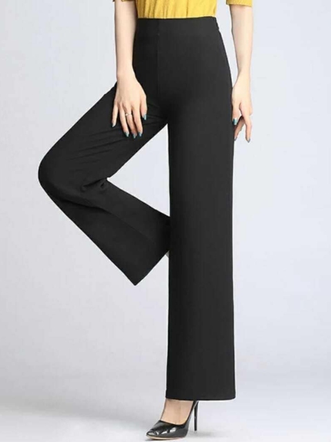 

Next One Women Black Relaxed Straight Leg Loose Fit High-Rise Easy Wash Trousers