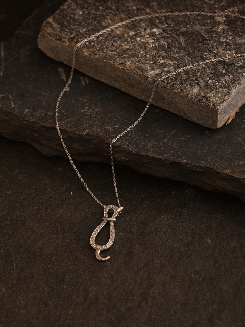 

Pipa Bella 18K Silver-Plated Handcrafted Zirconia Stone-Studded Pendant with Chain