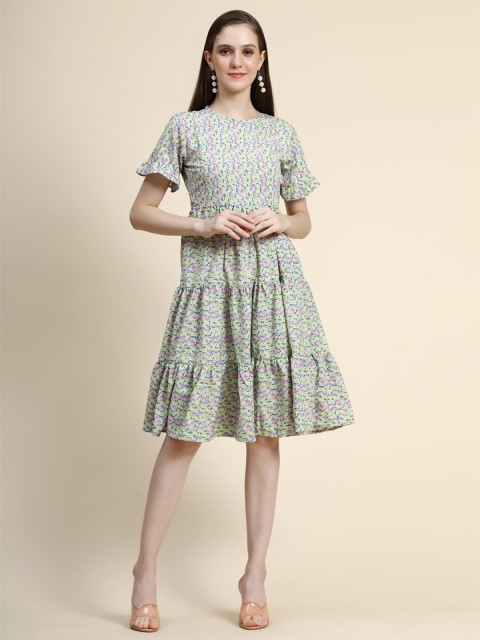 

WESTHOOD Green Ethnic Motifs Empire Dress