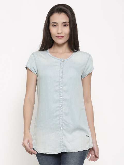 

Lee Cooper Women Blue Solid Shirt Style Top