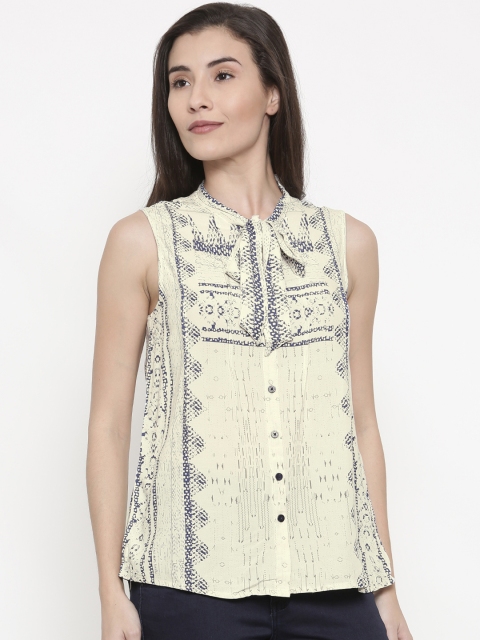 

Lee Cooper Women Off-White Printed Shirt Style Top