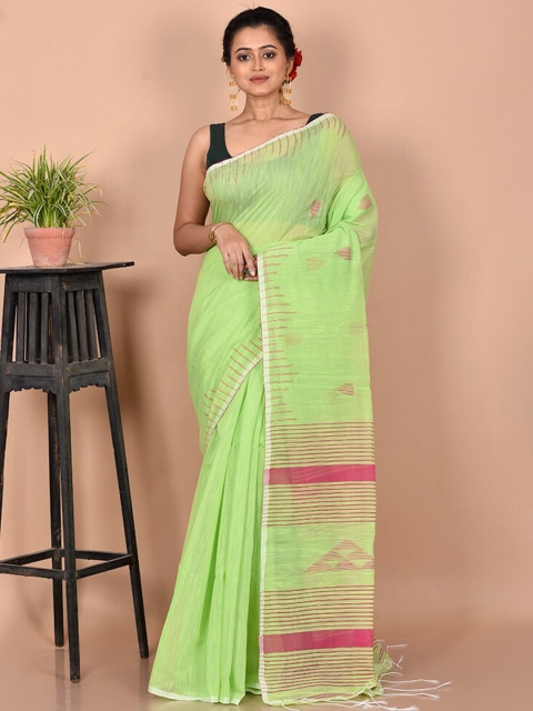 

AllSilks Green & Pink Woven Design Silk Cotton Saree