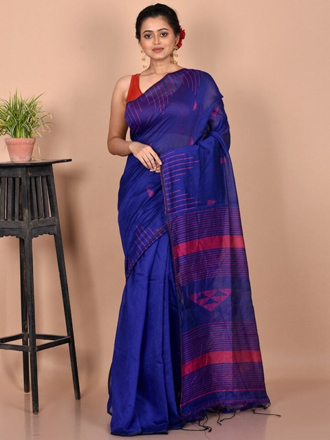 

AllSilks Blue & Red Woven Design Silk Cotton Saree