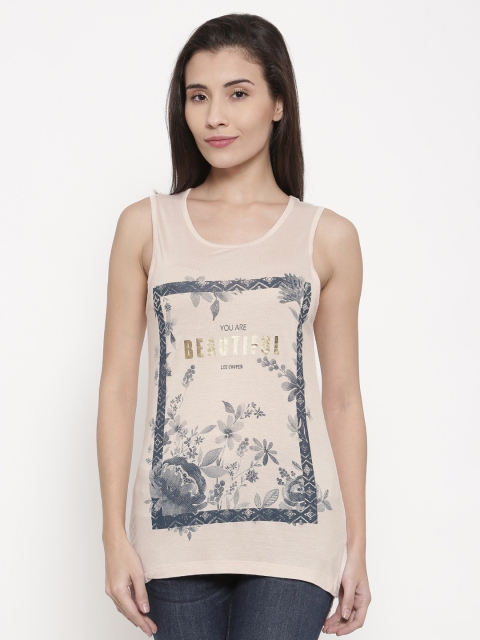 

Lee Cooper Women Peach Printed Pure Cotton Top