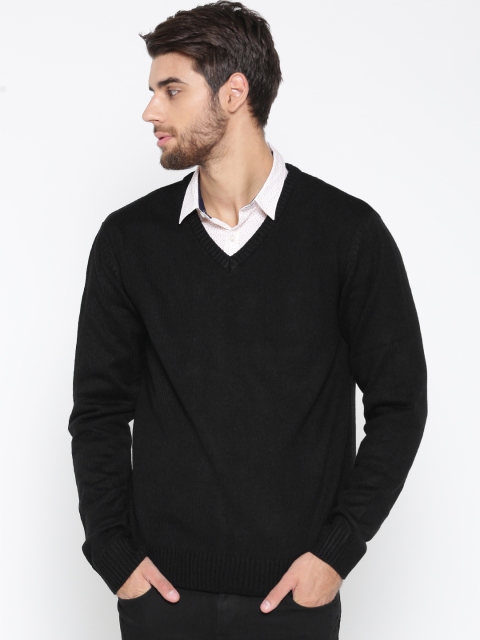 

Peter England Casuals Men Black Solid Sweater
