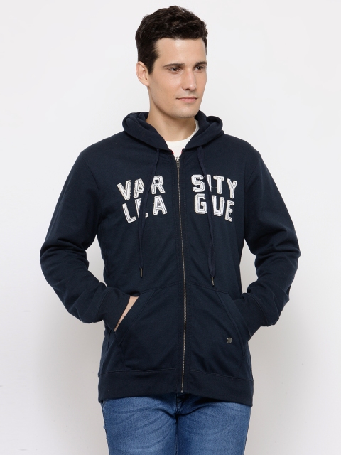 

Peter England Casuals Men Navy Applique Detail Hooded Sweatshirt, Navy blue