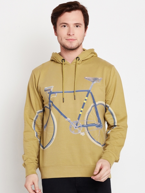 

Peter England Casuals Men Olive Green Printed Hooded Sweatshirt