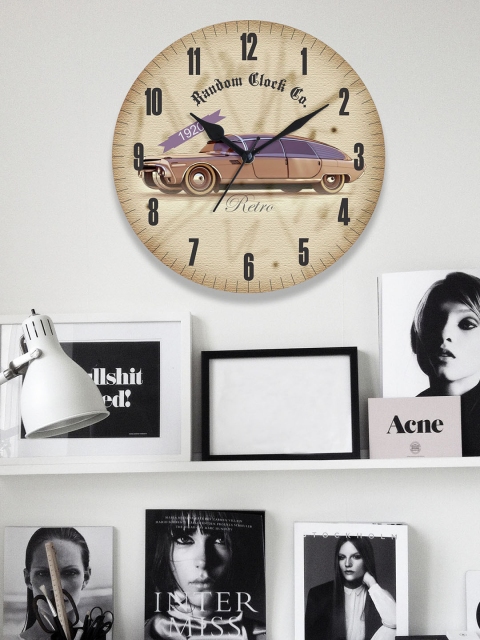 

RANDOM Beige & Black Dial Round 29.2 cm Analogue Wooden Wall Clock