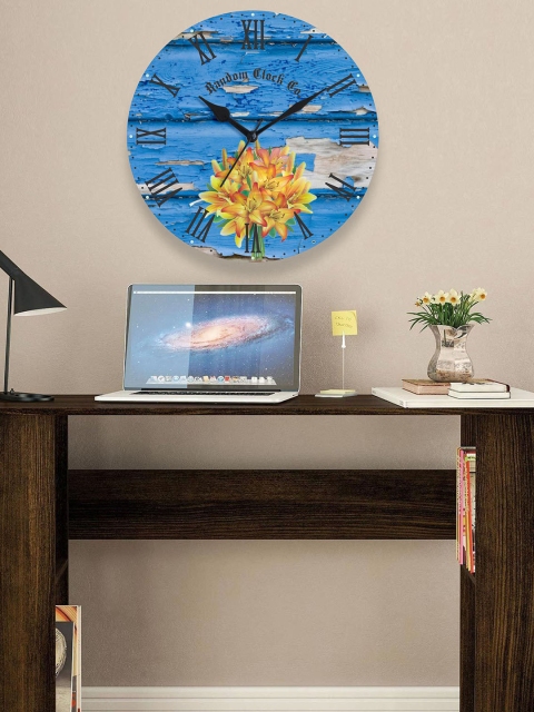 

RANDOM Blue & Yellow Dial Round 29.2 cm Analogue Wooden Wall Clock