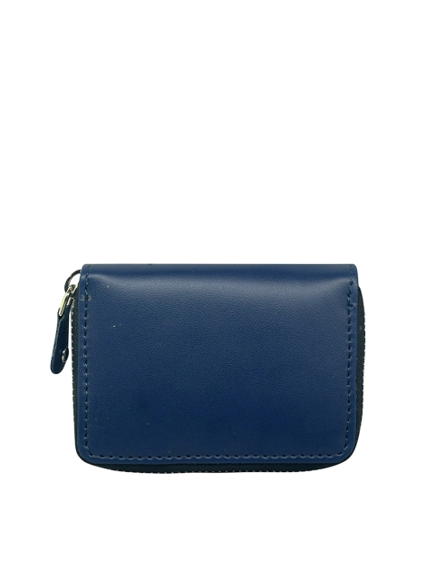 

GREEN DRAGONFLY Unisex Blue & Silver-Toned Zip Detail PU Zip Around Wallet