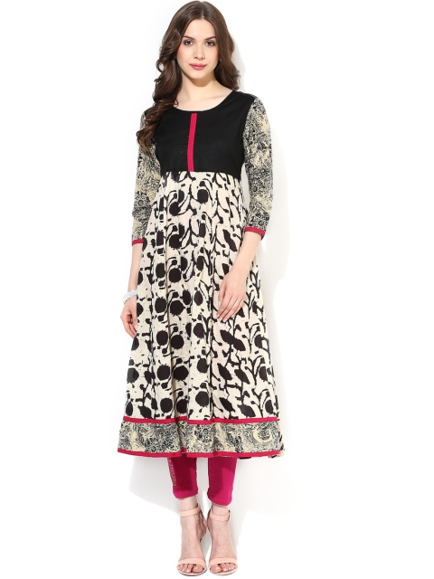 

AKS Black & Beige Printed Anarkali Kurta