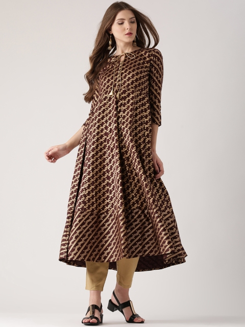 

Libas Women Brown & Beige Printed Anarkali Kurta
