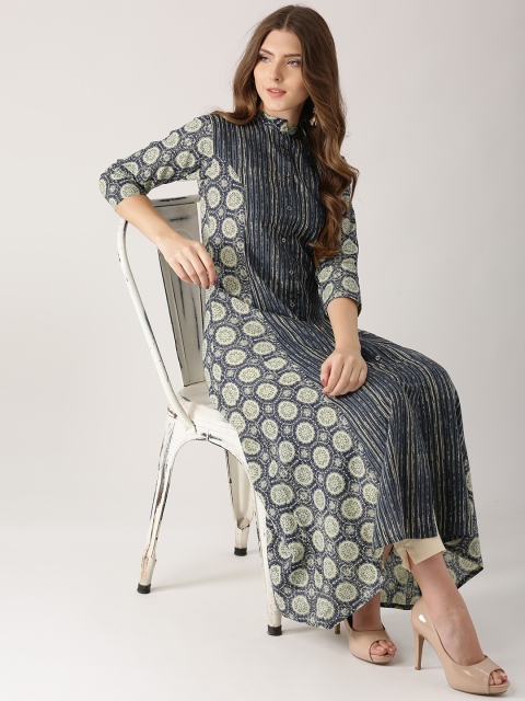 

Libas Women Blue & Beige Printed A-Line Kurta