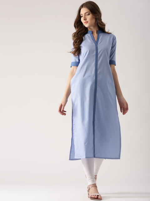 

Libas Women Blue Woven Design Straight Kurta