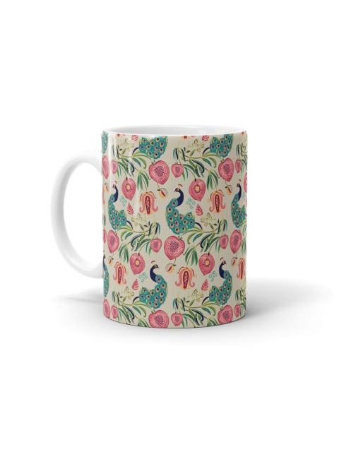 

macmerise White & Pink Pink Pink Floral Printed Ceramic Matte Mugs Set of Cups and Mugs