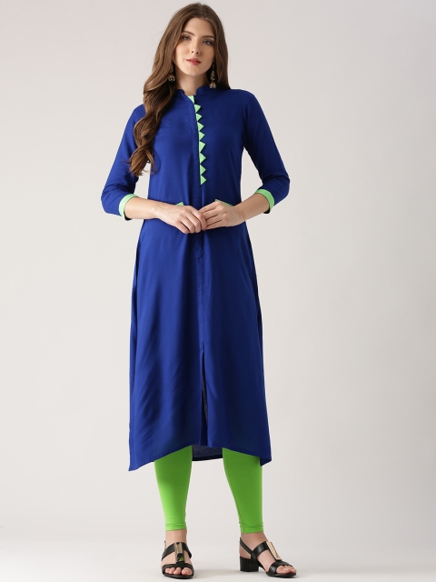 Libas Women Blue Solid A-Line Kurta available at myntra for Rs.389