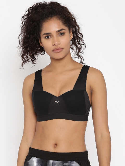 

Puma Black PWRSHAPE Control 3 Solid Non-Wired Heavily Padded Sports Bra