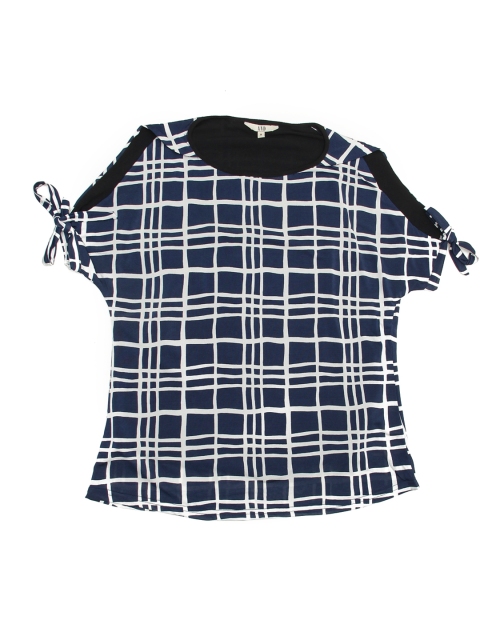 

AND Women Navy Checked Top, Blue
