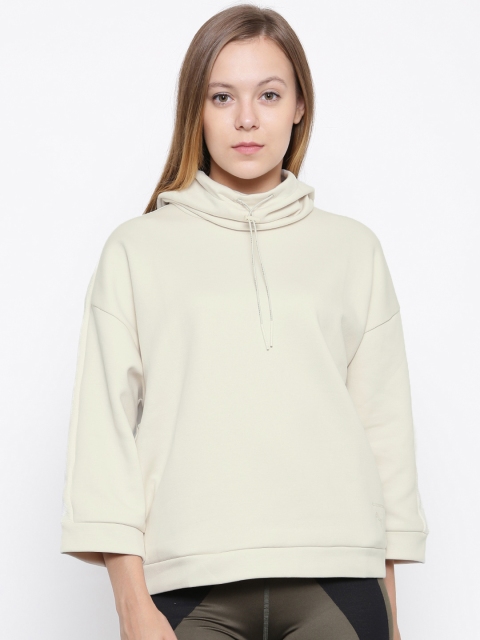 

Puma Women Off-White & Grey Colourblocked Hooded Sweatshirt