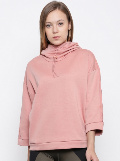 

Puma Women Peach-Coloured Solid Hooded Sweatshirt