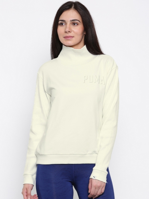 

Puma Women Off-White Self Design FUSION Turtleneck Sweatshirt