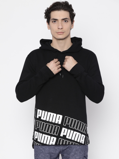 

Puma Men Black Printed Hooded Sweatshirt